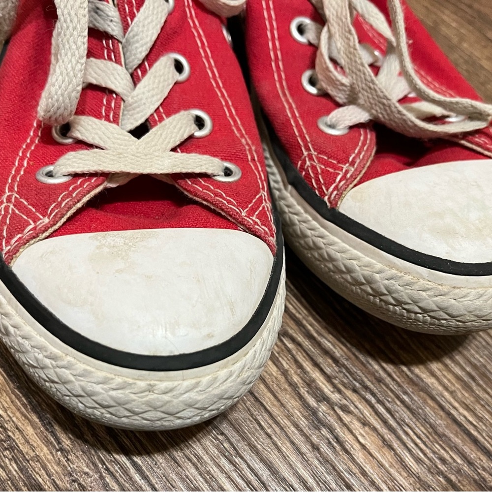 Converse Red Sneakers with White Laces and Rubber Toe Cap - Picture 3 of 7